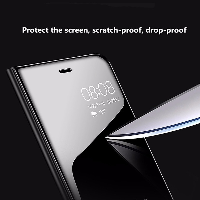 Bao da PU điện thoại nắp gương mỏng sang trọng cho Xiaomi Poco X3 F1 Mi Note 10 lite Max Mix 3 2 CC9 Pro