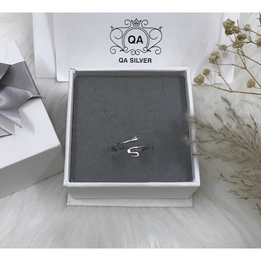 Nhẫn bạc 925 hình rắn nam nữ trơn hở tối giản S925 SNAKE Silver Ring QA SILVER RI200406