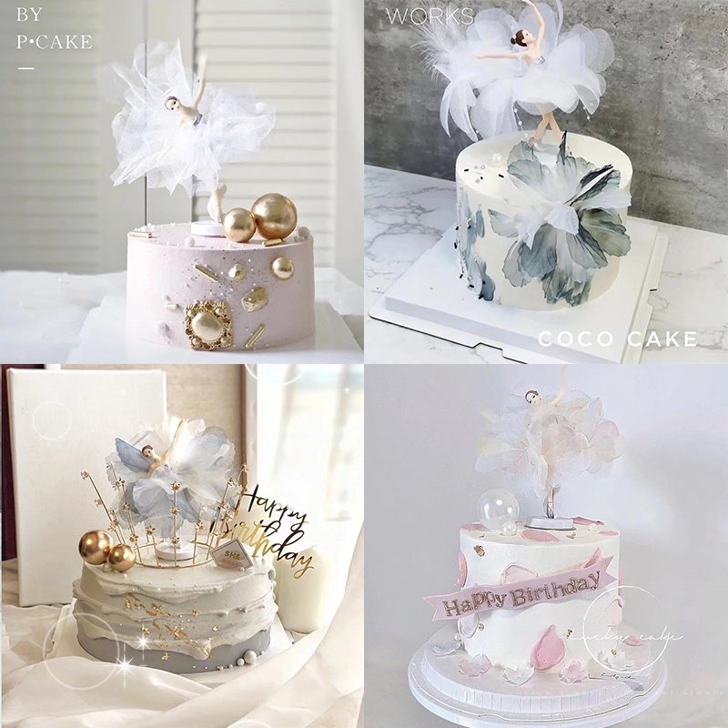 Set 3 Phụ Kiện Trang Trí Bánh Kem Hình Cô Gái Múa Ba Lê Dễ Thương