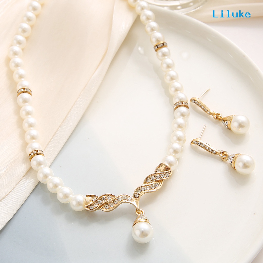 Bộ Vòng cổ + Nhẫn + Đôi Khuyên Tai Mặt Kim Cương Giả Sang Trọng Cho Nữ