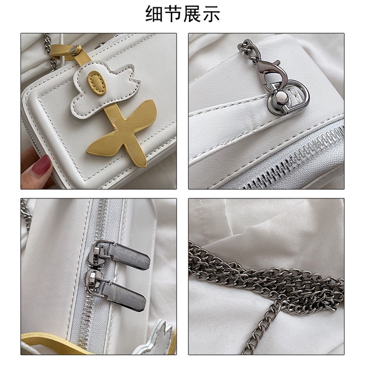 Túi Xách JASMIN NOIR Da PU Hình Hộp Phối Dây Xích Thời Trang Dành Cho Nữ