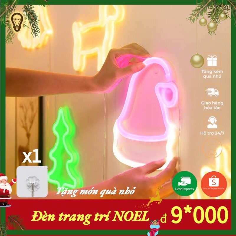 【TẶNG MÓC TREO 】Đèn LED chữ NEON nhiều mẫu NOEL GIÁNG SINH trang trí DECOR phòng ngủ , quán có hộp PIN + USB  MOXI.