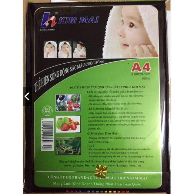 Giấy in ảnh Kim Mai định lượng 135g 100 tờ - 1 tập