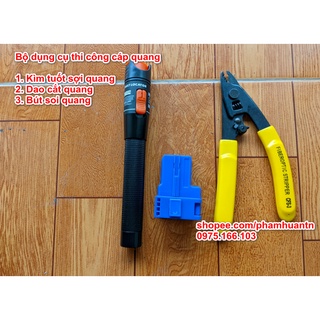 Combo 3 dụng cụ Làm cáp quang Dao cắt quang Kìm tuốt sợi Bút soi quang
