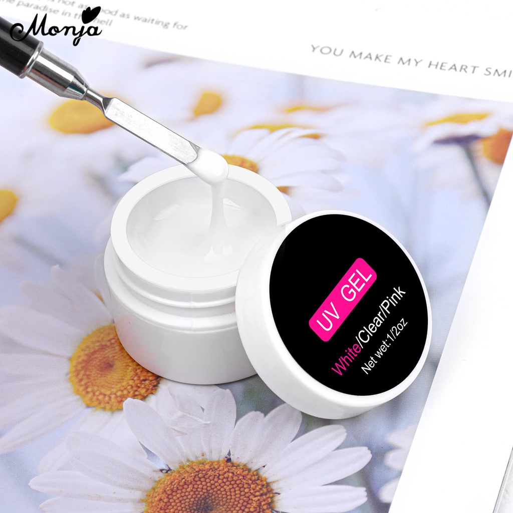 Sơn móng tay Monja 15ml màu trắng / hồng chất lượng cao chuyên dụng