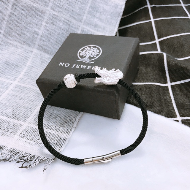 Vòng tay nam phối đầu rồng bạc - Vòng tay nam cao cấp NQ Jewelry