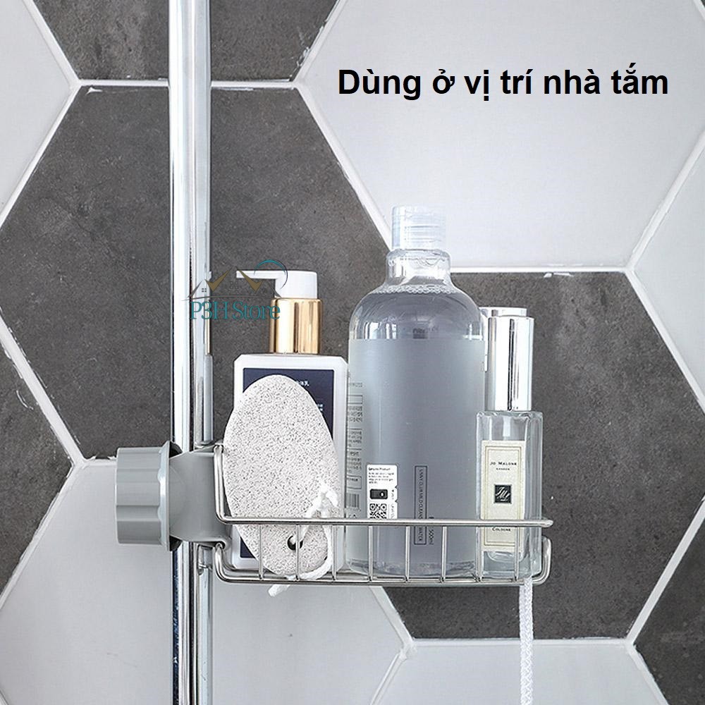 Kệ Inox gắn vào vòi nước rửa chén dùng đựng miếng bọt biển , đồ dùng rửa chén hoặc gắn vào vòi phòng tắm