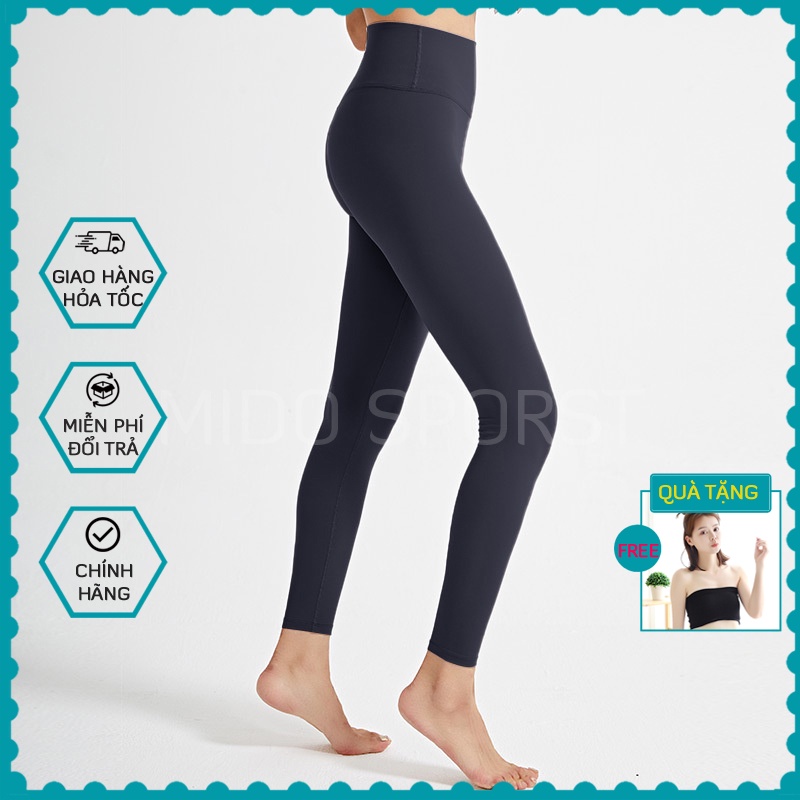 Quần tập gym nữ nâng mông Mido QL10, kiểu quần tập gym nữ trơn, vải co giãn siêu tốt