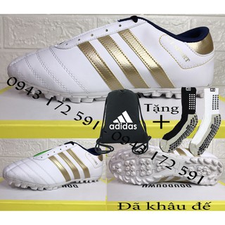 {HÀNG TỪ XƯỞNG}{FREESHIP} Giầy đá bóng sân ba sọc size 38 đến size 43 khâu full đế+ tất chống trượt+ balo {RẺ VÔ ĐỊCH}