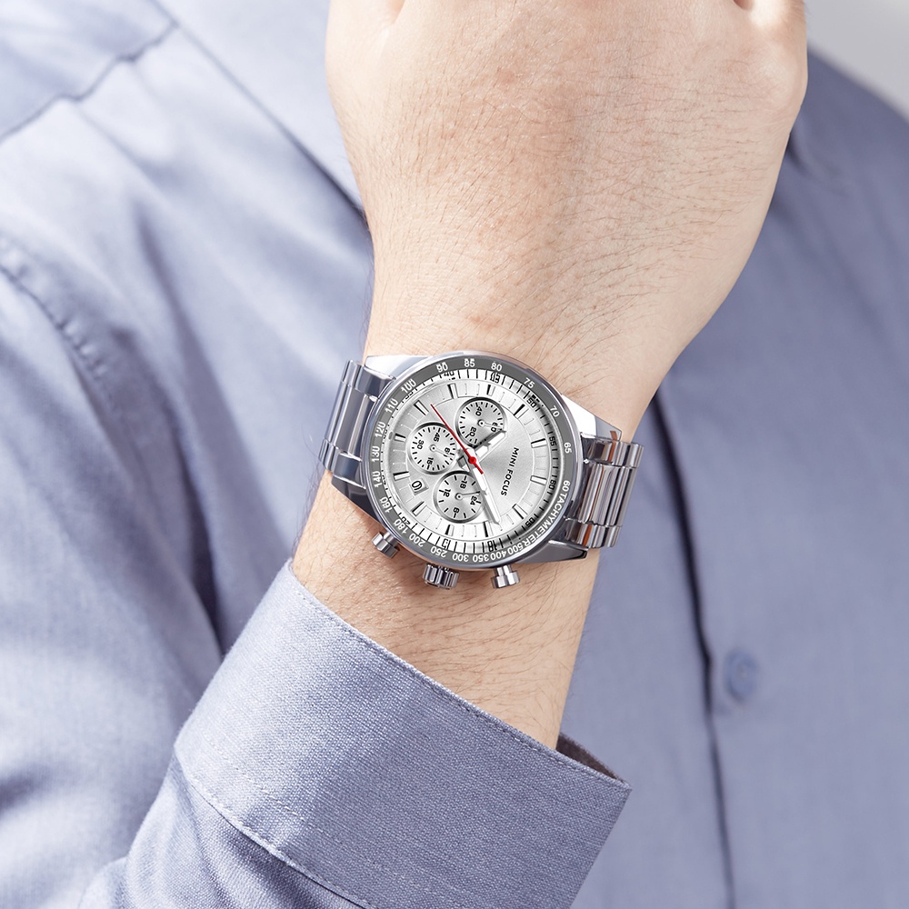 Đồng hồ nam MINI FOCUS MF0187G.02 dây thép viền thép không gỉ màu bạc 3 kim hàng chính hãng cao cấp Nhật Bản | BigBuy360 - bigbuy360.vn