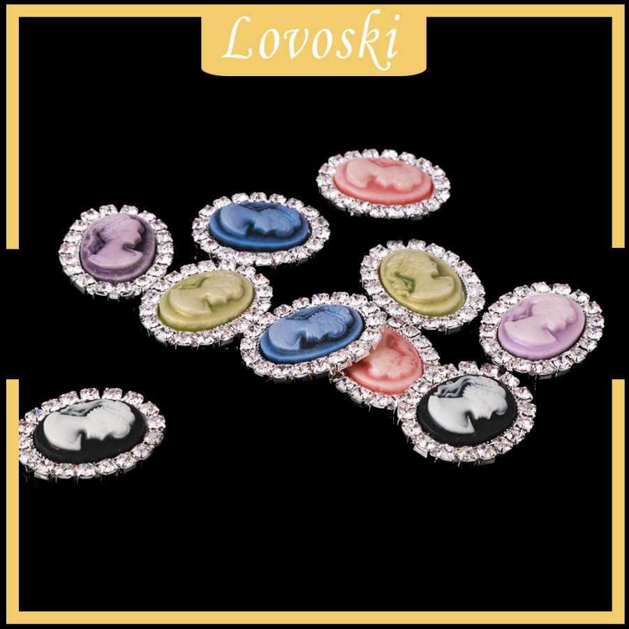 Set 10 Nút Oval Pha Lê Phong Cách Vintage Dùng Trang Trí Tiệc Cưới DIY