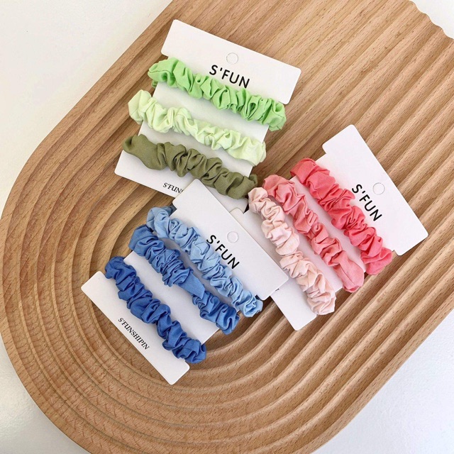 Set 3 chiếc chun cột tóc Scrunchies mini