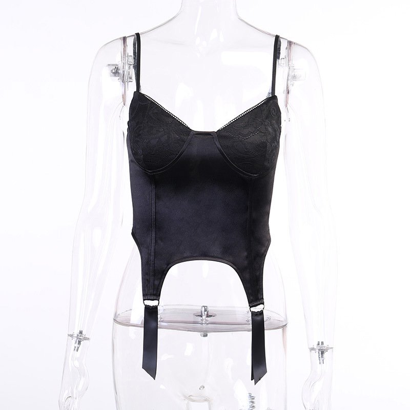 Áo tank top hai dây cổ chữ V phối ren thời trang quyến rũ cho nữ