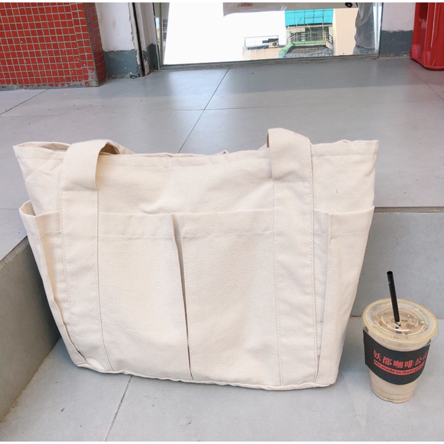T300-301/Túi xách túi tote bằng vải canvas thiết kế thời trang Hàn Quốc chuyên đựng laptop dành cho nữ