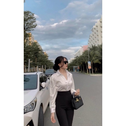 Áo sơ mi tay phồng dài - Quần ống loe - M/L/XL/XXL từ 50kg đến 90kg Shop Táo Đỏ Bigsize
