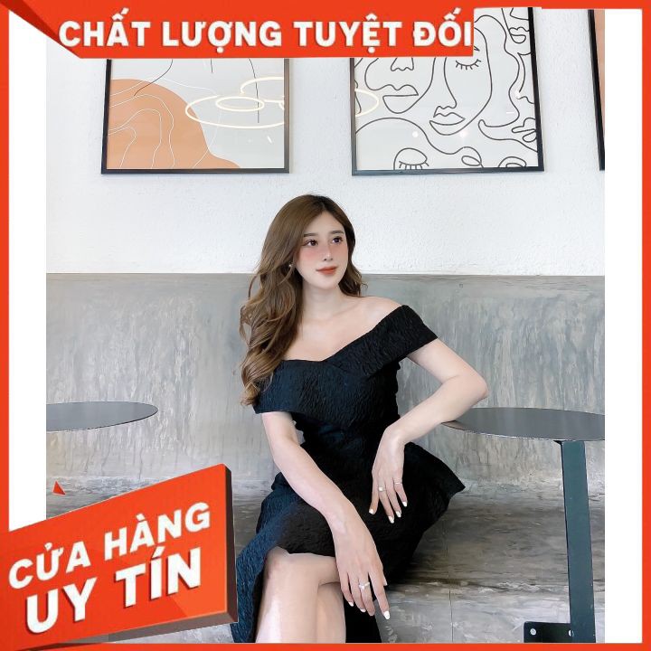 Đầm Bẹt Vai [CoCo Shop] Đầm Hoa Nổi Bẹt Vai - Thời Trang Thiết Kế | BigBuy360 - bigbuy360.vn