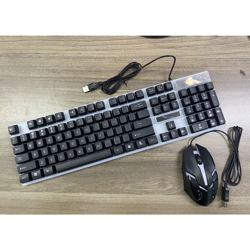 Bộ bàn phím giả cơ kèm chuột, bộ phím chuột máy tính có đèn led nhấp nháy