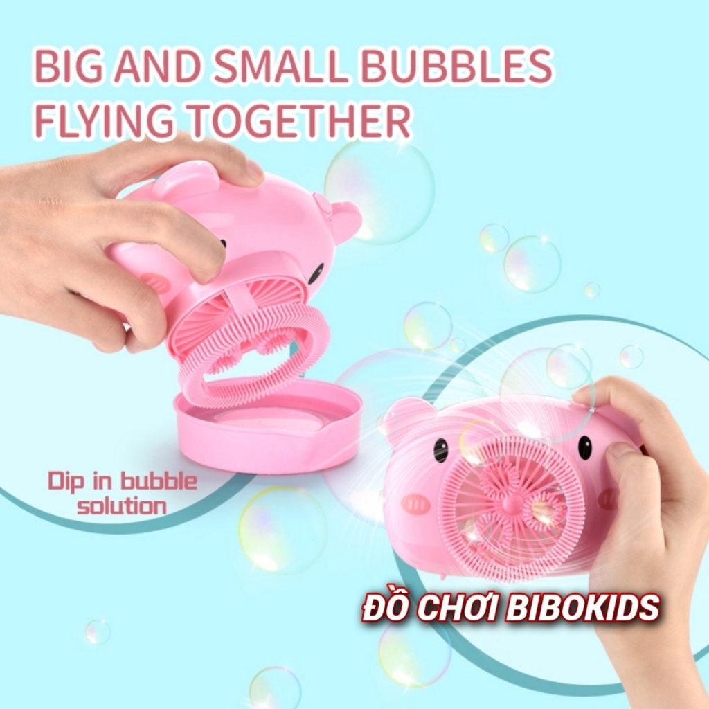 Máy ảnh thổi bong bóng xà phòng 2in1 dùng sạc kèm dây đeo màu hồng cho bé