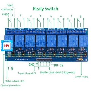 Module relay 8 kênh kích mức thấp 5v 12v