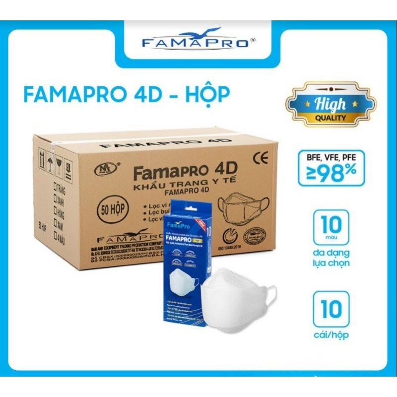 THÙNG 500 cái KHẨU TRANG 4D FAMAPRO NAM ANH