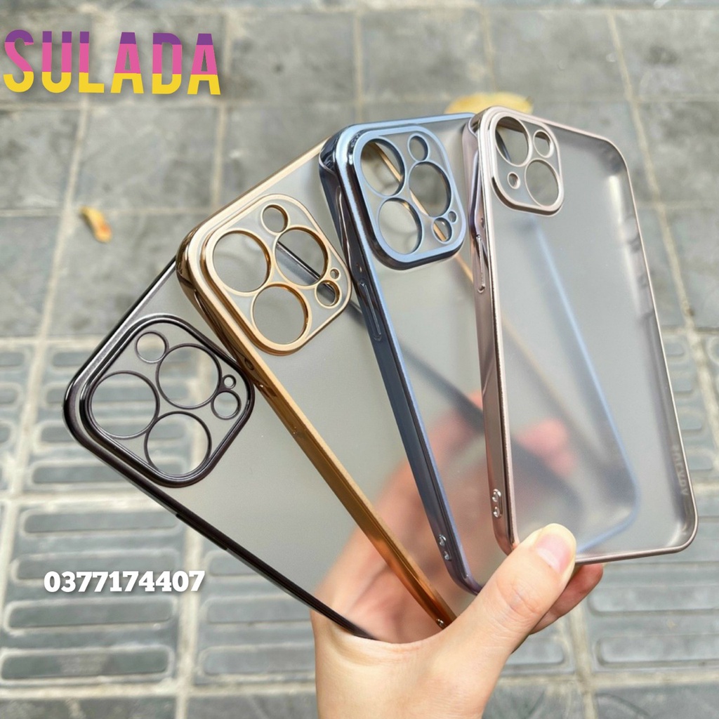 Ốp lưng Sulada nhám dẻo viền xi màu iPhone 13 Mini, 13, 13 Pro, 13 Pro Max chống Vân tay bảo vệ camera xanh Serria