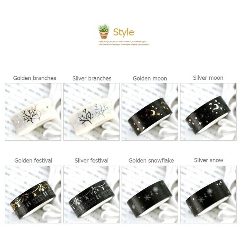 Cuộn Băng Dính Washi Màu Trắng Đen Trang Trí Đa Chức Năng