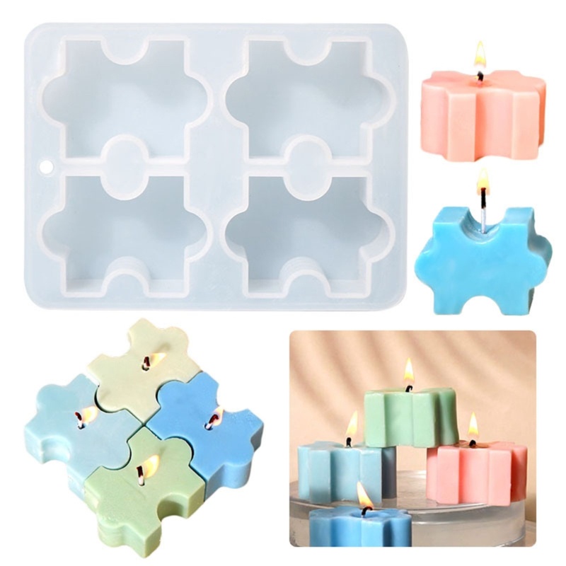 Khuôn Làm Bánh / Xà Phòng / Nến Hình Mảnh Ghép Hình 3D Bằng Silicone DIY