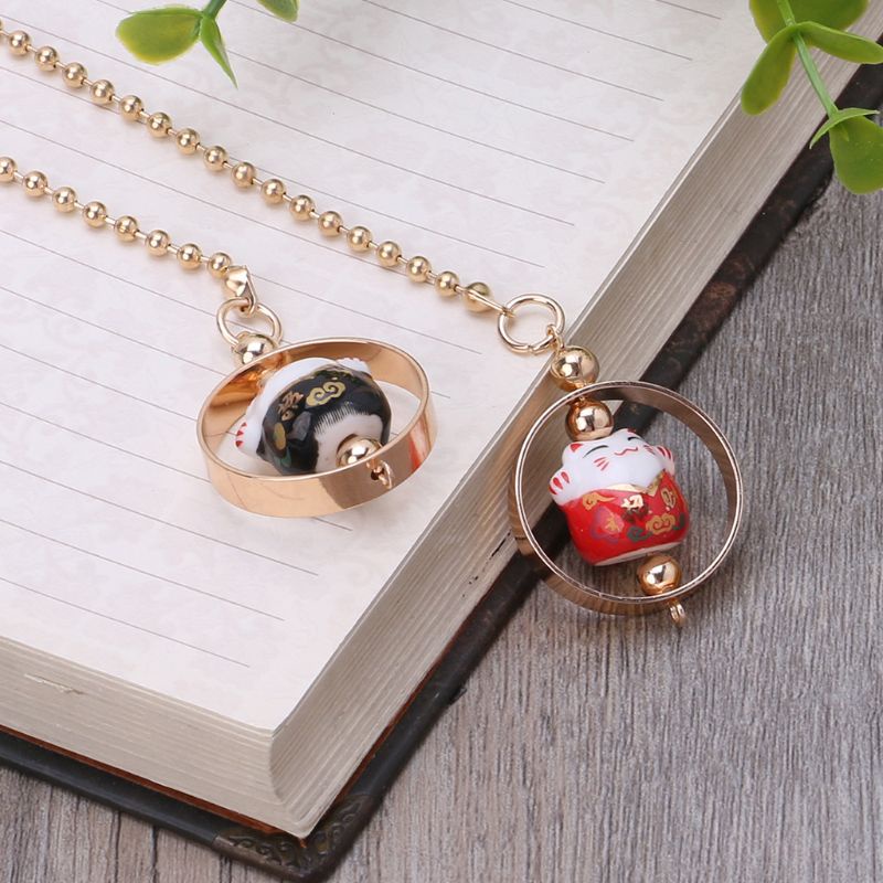 Phụ Kiện Treo Trang Trí Gương Chiếu Hậu Xe Hơi Hình Mèo May Mắn Bằng Gốm Sứ