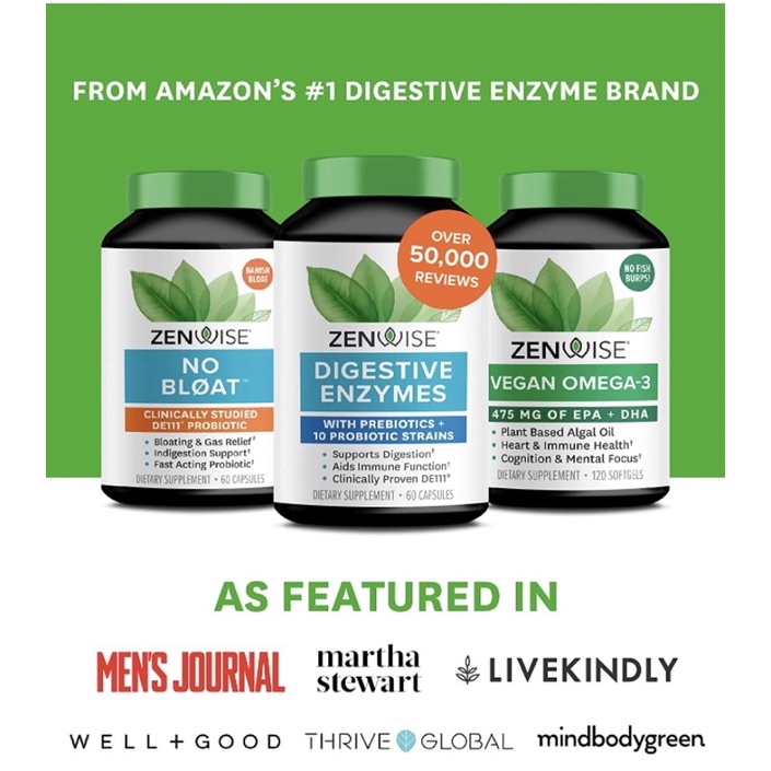 Viên men tiêu hoá enzyme + prebiotic + probiotic Zenwise Health 30 viên