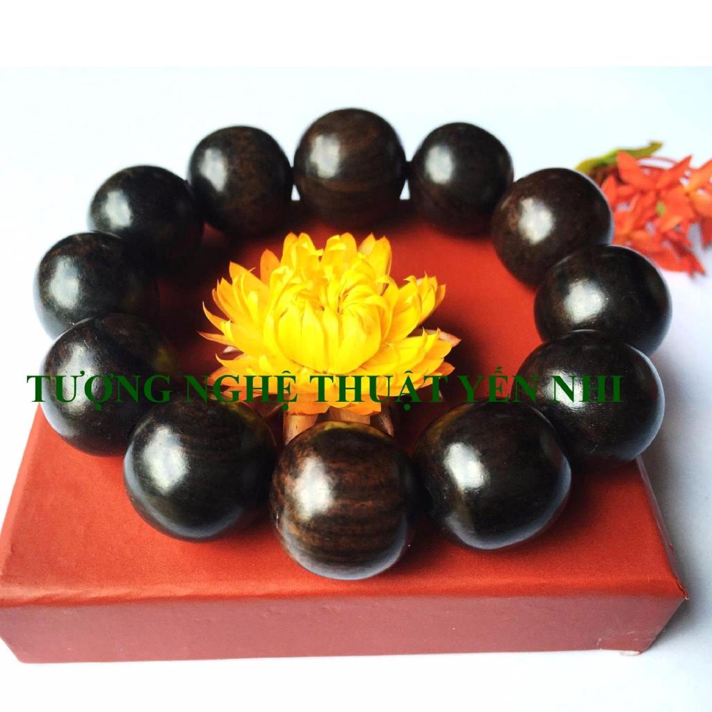 Vòng tay phong thủy cao cấp gỗ Mun hạt 18mm-không hồ lô