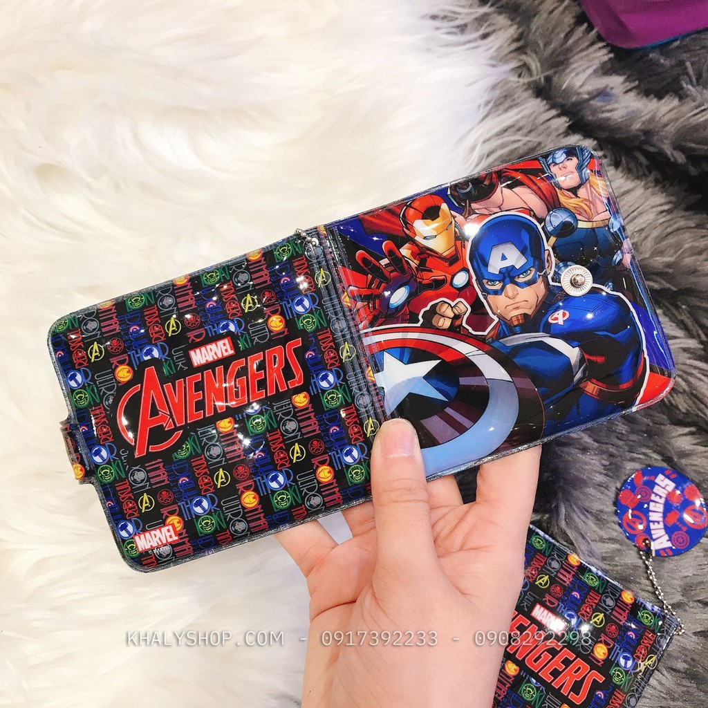 Bóp ví tiền ngang 2 mặt hình Avengers màu đen cho bé trai (Thái Lan) - 120NMVNG0038 - (9.5x1x9cm)