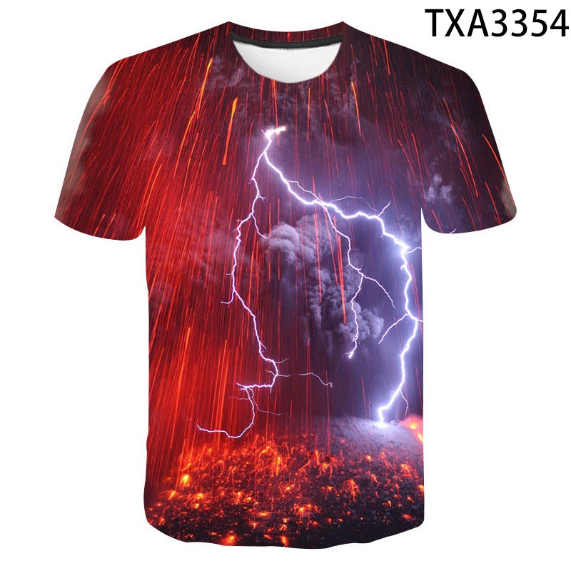 Áo Thun In Hình Sấm Sét 3D Thời Trang Đường Phố Cá Tính Cho Nam Nữ XS-3XL