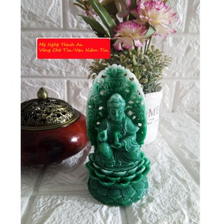 Tượng phật bà quan âm bột đá poly xanh - PBDX11