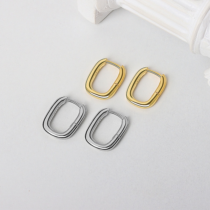 Khuyên Tai Hình Vuông Màu Vàng / Bạc Phong Cách Punk Hip Hop Ngọt Ngào Cho Nữ