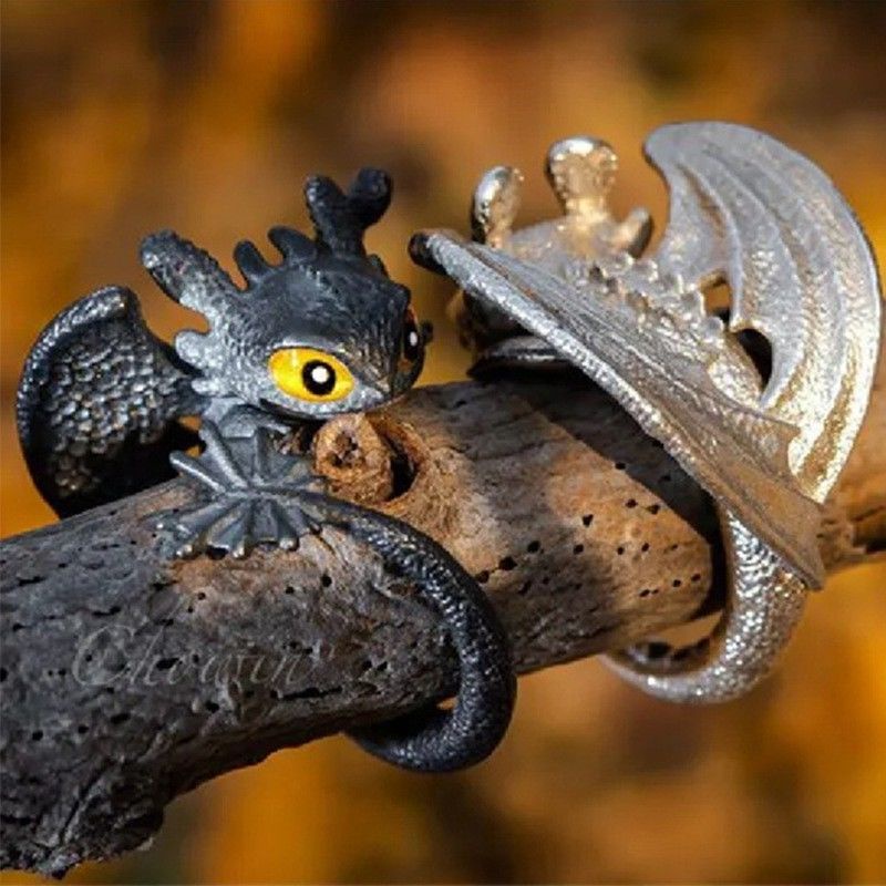 Nhẫn Đôi Hình Rồng Đen Siêu Ngầu Không Răng Có Thể Điều Chỉnh Cho Nam Và Nữ