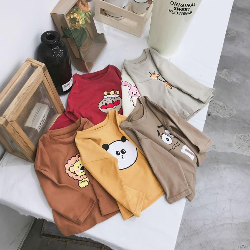 Se7en Children's printed long-sleeved T-shirt boys girls multi-color cartoon bottoming shirt