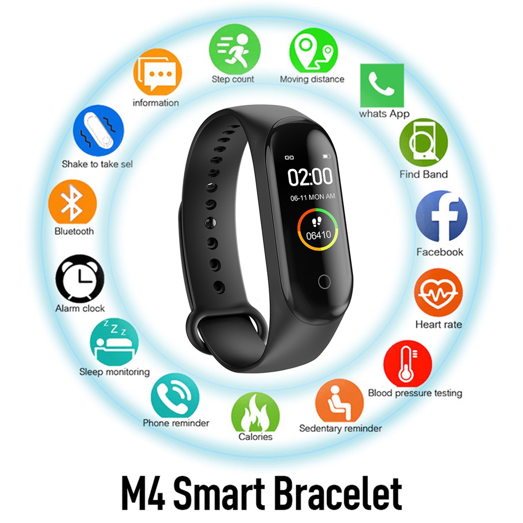 【vl】M4 Smart Band Blood Pressure Oxygen Heart Rate Monitor Sport Pedometer Fitness Tracker Step Counter