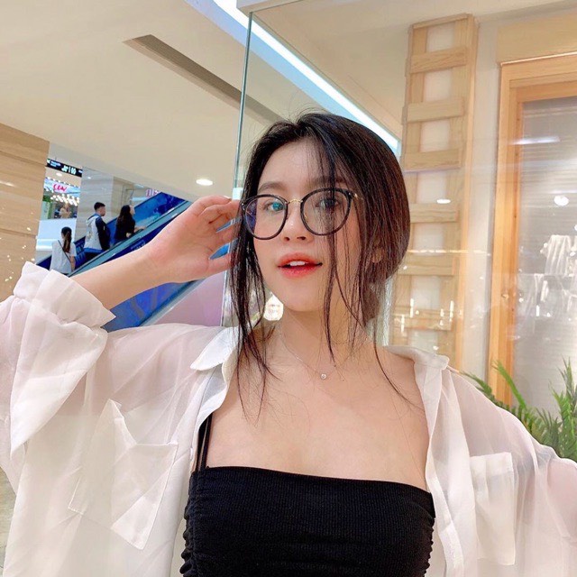 Kính mắt nữ giả cận mặt tròn gọng kim loại cao cấp style Hàn Quốc thiết kế cực xinh - 6020