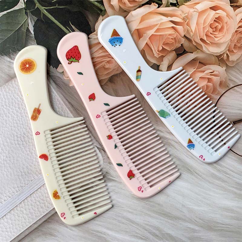 Set 2 Lược Chải Tóc Bằng Nhựa Chống Tĩnh Điện Họa Tiết Hoạt Hình Dễ Thương Cho Bé