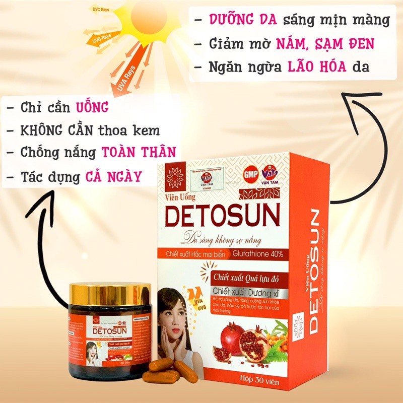 VIÊN UỐNG CHỐNG NẮNG DETOSUN_DA SÁNG KHÔNG SỢ NẮNG