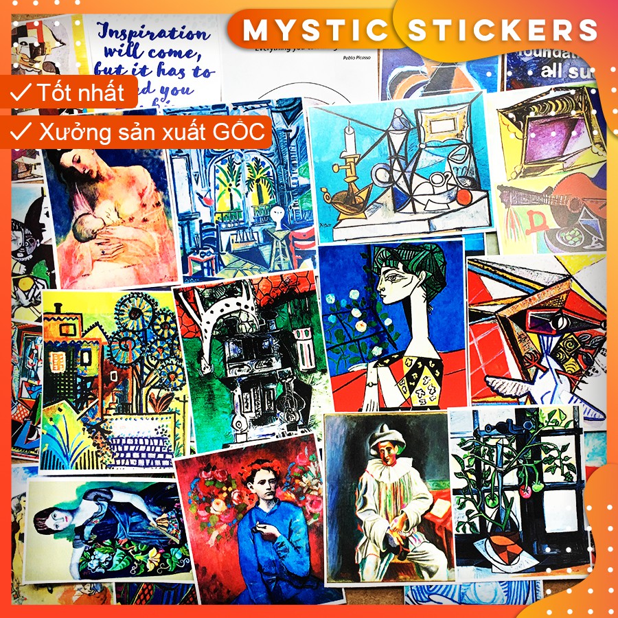 [ART-PICASSO] 45 Sticker chống nước/trang trí ,dán xe laptop mũ bảo hiểm vali...