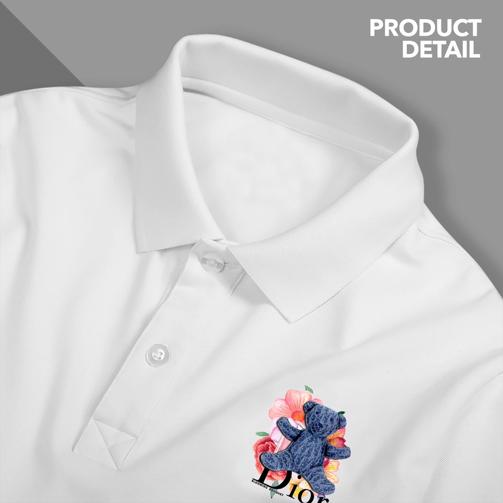 Áo thun Polo Hình Gấu DlOR - Vải Cao Cấp Bigsize