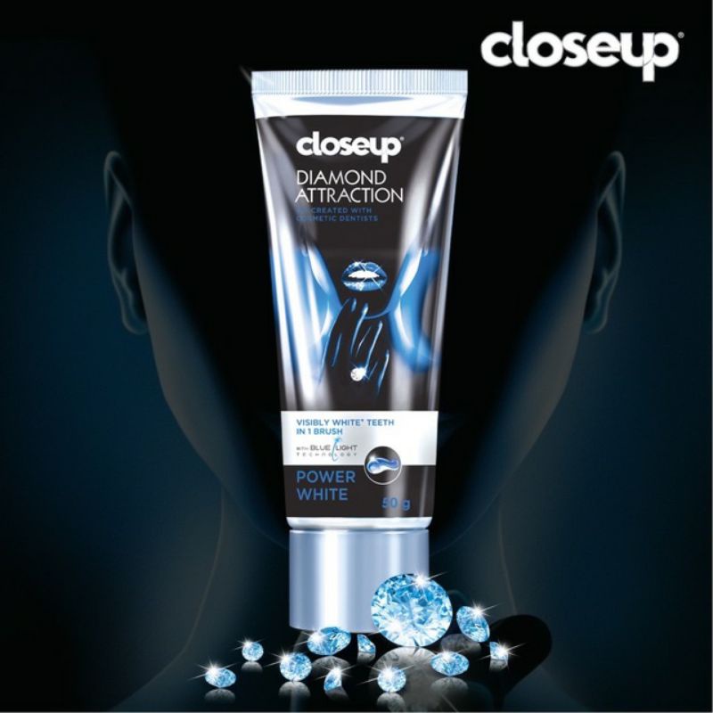 Kem Đánh Răng Gel Close Up Trắng Răng Diamond Attraction 100G Thơm Miệng The Mát Bạc Hà
