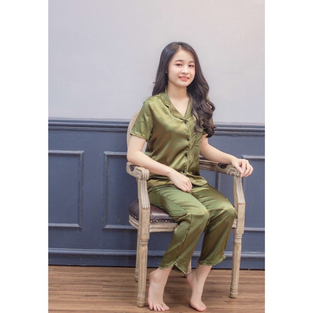 Đồ Bộ Pijama Lụa Mặc Nhà Viền Bèo Tay Cộc Phối Quần Dài Cao Cấp [ảnh thật + video chuẩn đẹp] | BigBuy360 - bigbuy360.vn