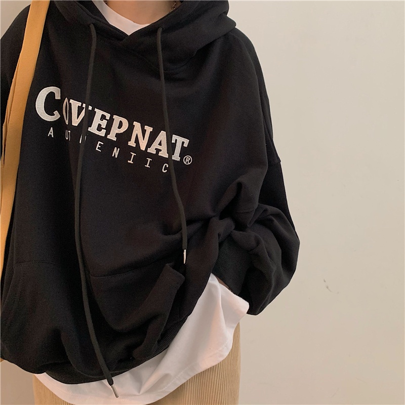Áo hoodie dáng rộng in chữ phong cách Hàn Quốc thời trang cho nữ với 2 màu lựa chọn | BigBuy360 - bigbuy360.vn