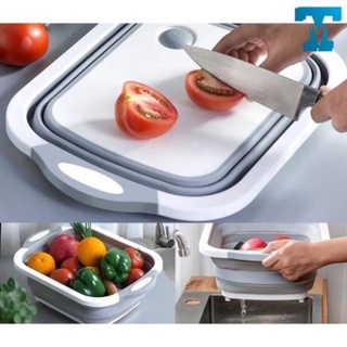 Chậu kèm thớt nhựa đa năng gấp gọn 2 in 1