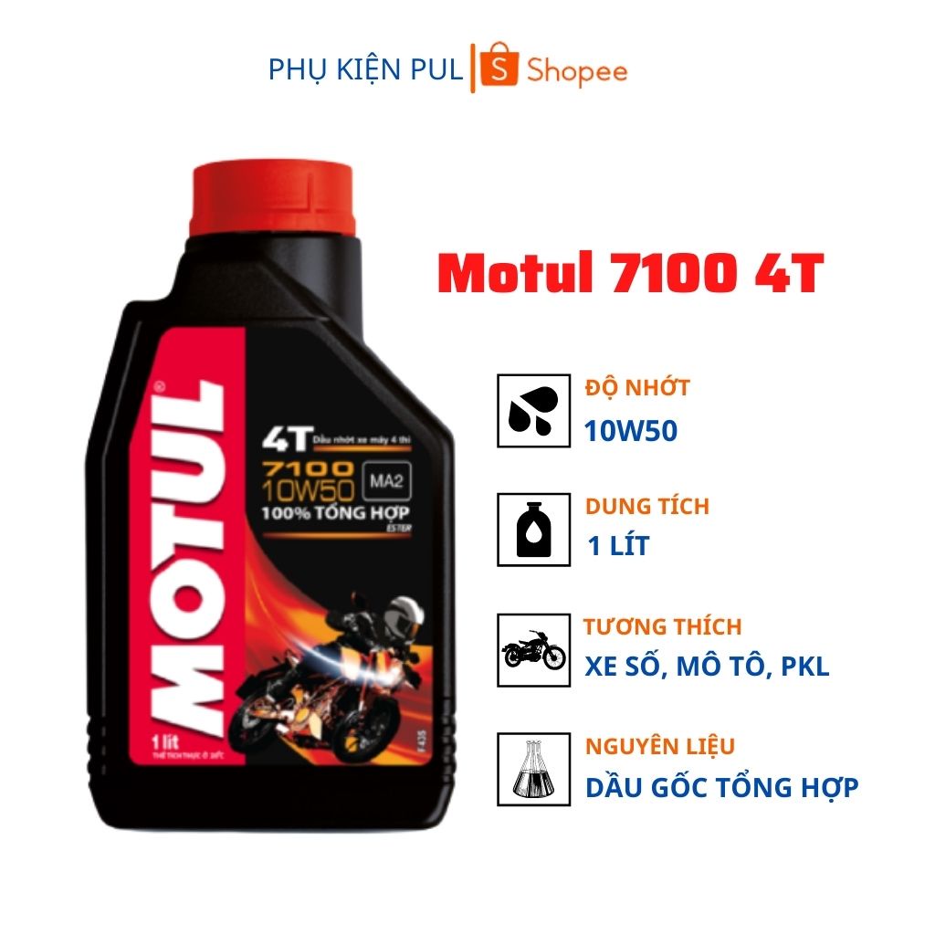 Nhớt máy Motul 7100 4T 10W50 1l - nhớt pháp cao cấp dành cho xe số côn tay và moto