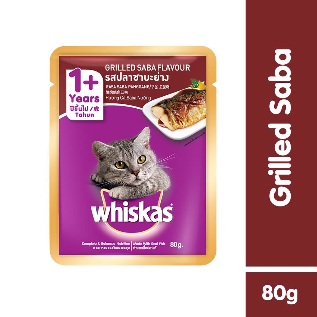 PATE CHO MÈO WHISKAS HƯƠNG CÁ SABA NƯỚNG80G