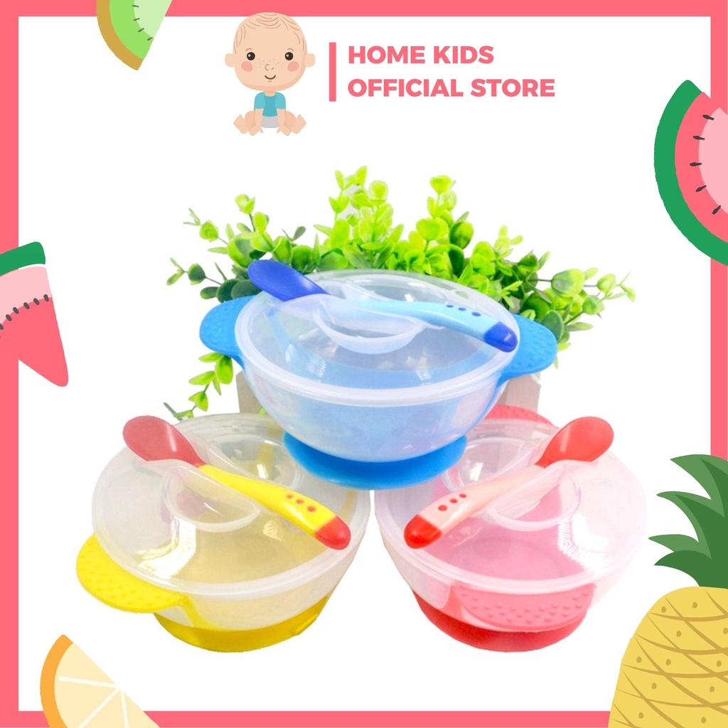 [HCM - SIÊU RẺ] Bát Ăn Dặm + Thìa Báo Nóng Cho Bé