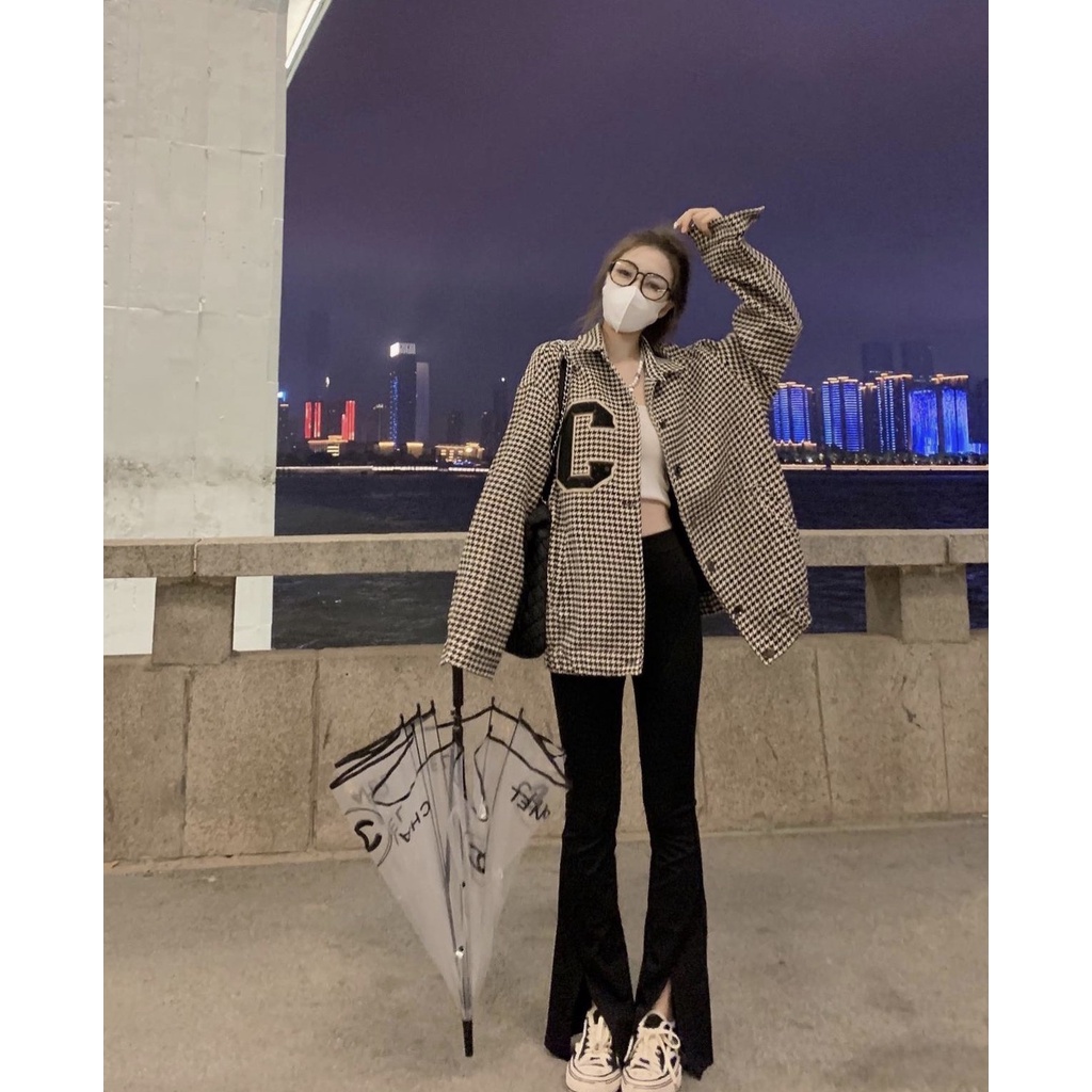 Áo Khoác 3D chữ C PEONYB Nữ [FREESHIP] 🌸 Jacket form rộng cổ bẻ, sweater họa tiết trắng đen cá tính Ulzzang 🌸 | BigBuy360 - bigbuy360.vn